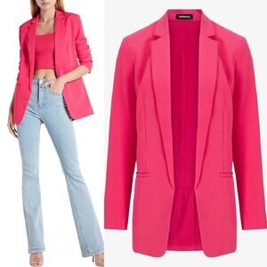 EXPRESS Open Front Boyfriend Blazer Medium Hot Flamingo Pink Jacket